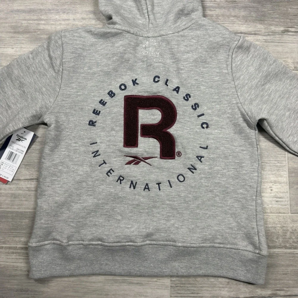 Reebok Kids Size Medium (10-12) Circle Classsic Fleece Heather Gray Sweater New*